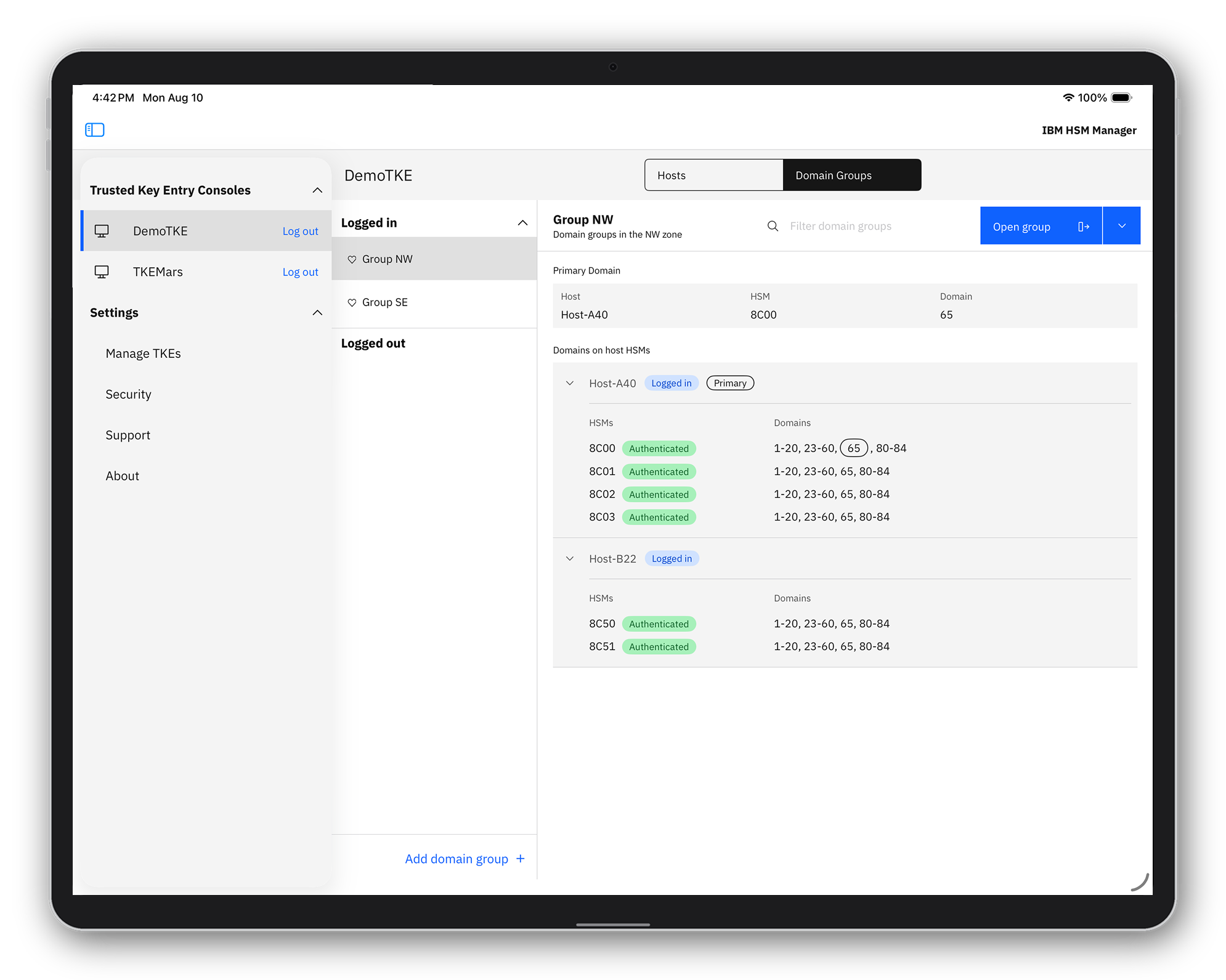IBM HSM Manager home screen.